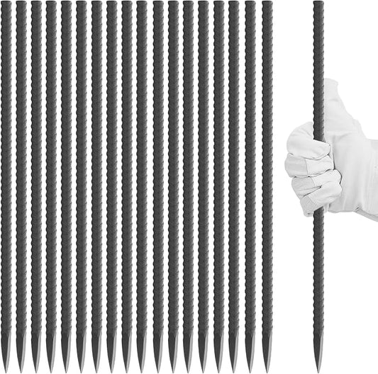 50 Pcs Ground Rebar Stakes 16 inch, Heavy Duty Landscape Timber Spikes 5/16'' Diameter Straight Steel Stakes for Trampoline Tent Fence Plant Supports, Metal Ground Anchors with Chisel Point End