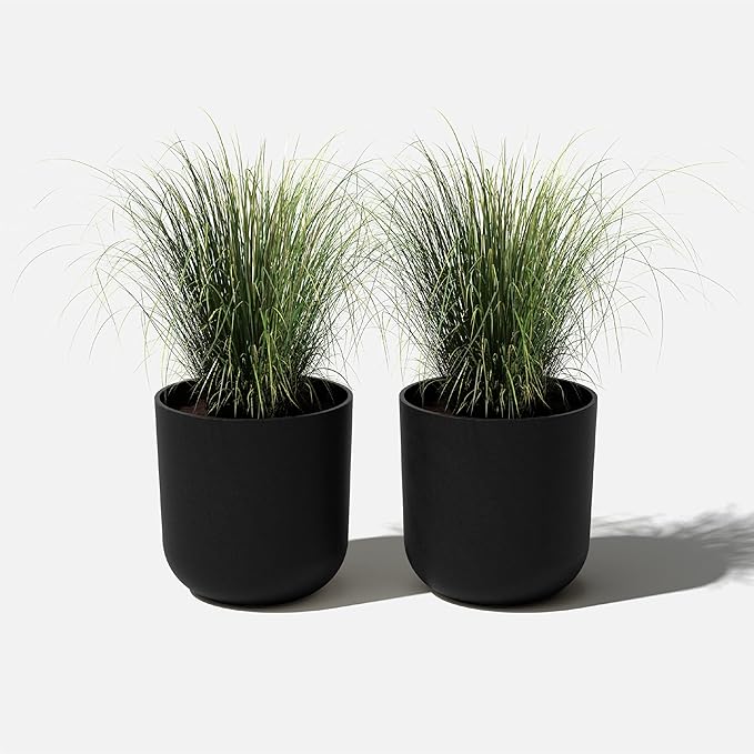 Veradek Mason Series Lima Planter - Round Planter for Indoor or Outdoor Porch/Garden | Made from Plastic-Stone Composite with Drainage Holes | Modern Décor for Succulents, Flowers, Small Plants