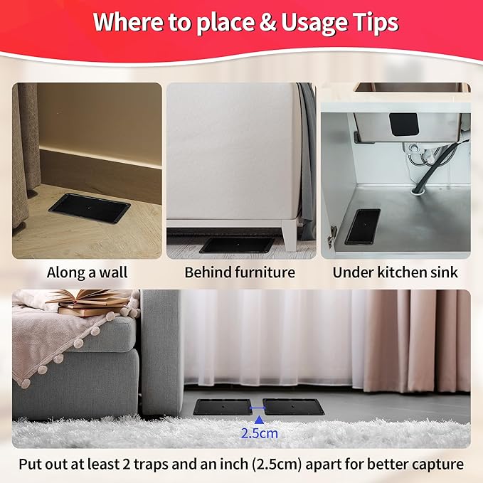 LULUCATCH Glue Mouse Traps Indoor for Home 24 Pack, Pre-Baited Sticky Plastic Glue Boards for House, Snake, Lizard, Insect, Mice, Rats & Spider Traps, Pet Safe Pest Control