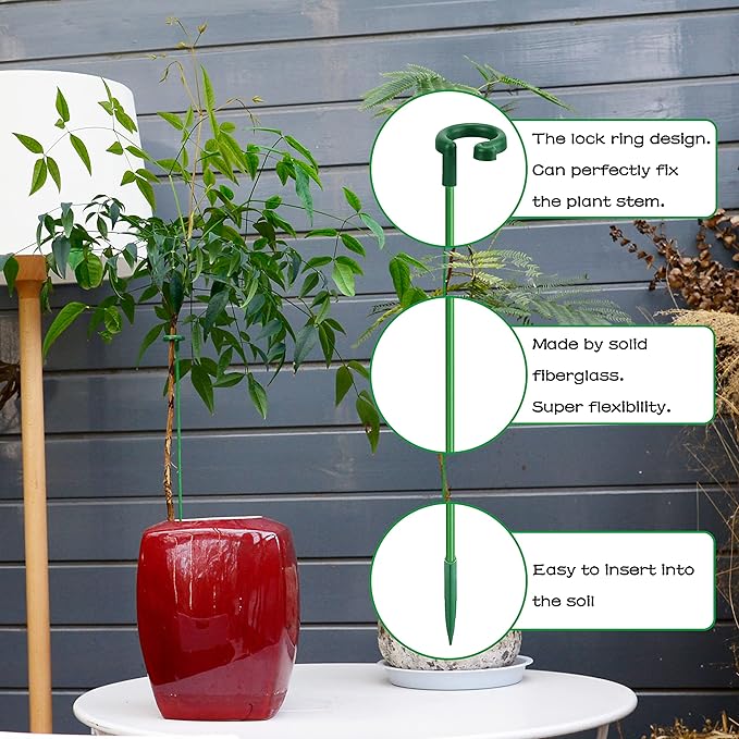 Invisible Plant Sticks 17 inch &11 inch SupKing 16Pcs Orchid Stakes with Clips for Support Small Short Plants,Garden Stake Support Pole Suit for Potted Plants Flowers Peony Rose (Green)