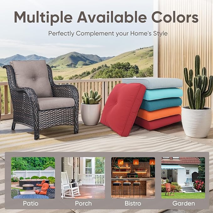 Patio Chair Cushions 6 Packs - Outside High Back Thick Water-Resistant Cushion 22x24 with Zipper Cover for Outdoor Glider Rocking Chairs Loveseat 3-Seater Couch Sofa – Grey/Buckle