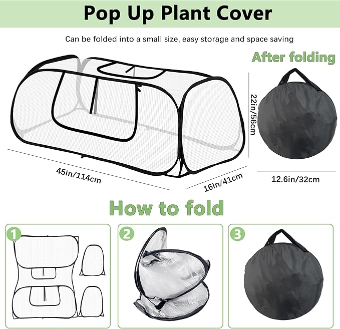 45*22*16" Plant Covers Freeze Protection with Two Air Hole and Breathable Mesh for Raised Beds, Accelerator Plants Cover, Mini Greenhouse Cover, Frost Cover for Plant Vegetable Seedling Protector 2PCS