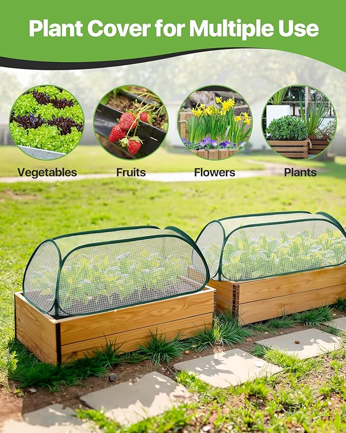 Garden Covers for Raised Beds, Plant Greenhouse Cover for Raised Garden Bed, Freeze Protection Humidity Domes for Gardening Germination and Seedling Propagation, Pest Protection