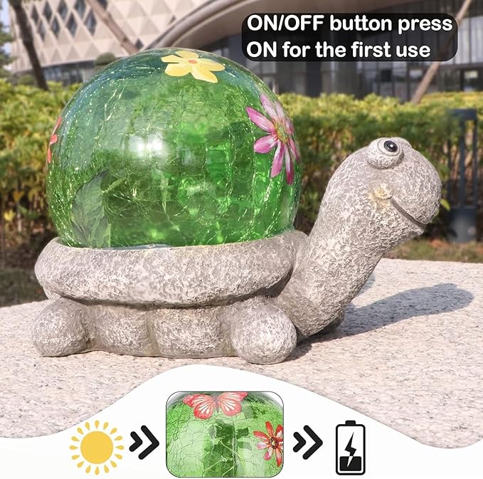 Bshine Turtle Solar Light Outdoor Garden Decor, Lawn Decor Turtle Statue for Patio, Balcony, Path and Yard Decoration,Gift for Mom and Housewarming Gift Outdoor Figurine