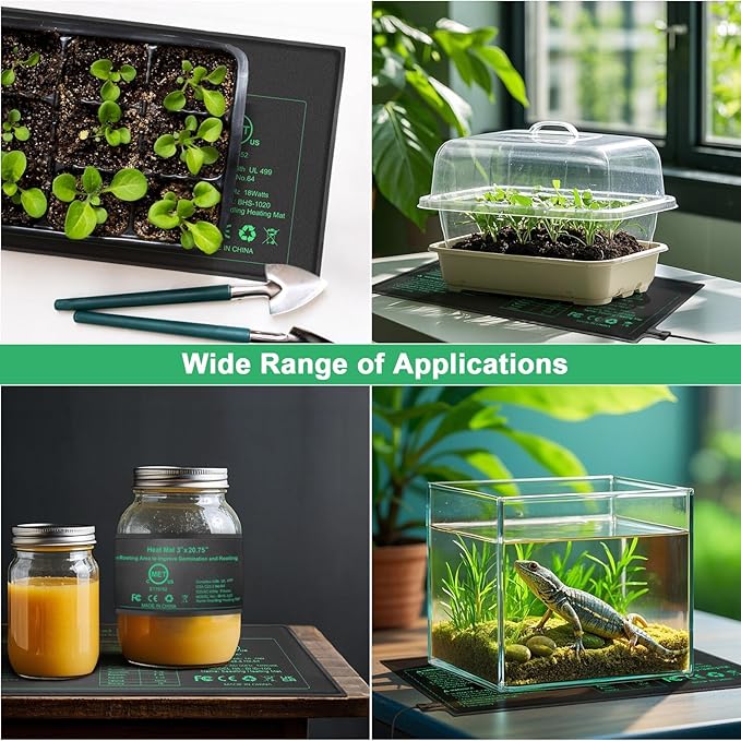 Besitio Seedling Heat Mat 6 Pack,10" x 20.75" Greenhouse Heater, MET Certified Germination Heat Mat, for Greenhouse Seedling, Seeding, Home Gardening Seeding Starter