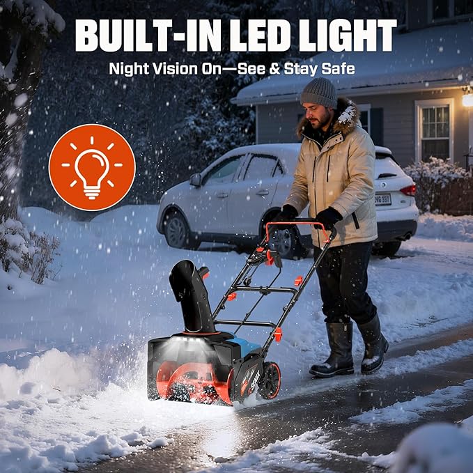 SENIX Electric Snow Blower,18 Inch Snow Thrower, Corded Snow Blower with 8-Inch Clearing Depth, 500lbs/min, 33ft Max Throw Distance, 15Amp 1700 Watt Motor, 4 LED Lights (STE14-M)