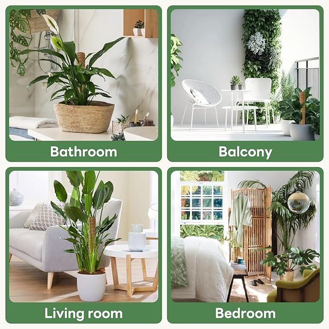 Moss Pole for Plants Indoor - 4 Pack Plant Poles for Climbing Plants to Grow Upright 16 inch Stackable Moss Sticks Coir Totem Pole Plant Support for Monstera Pothos Philodendrons Potted Plants