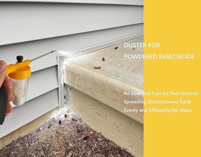 80ml Multi-Purpose Powder Duster Diatomaceous Earth Duster Powder Sprayer Bulb Duster with Length Adjustable from 11" to 23"