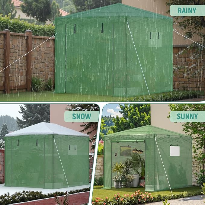 Pop Up Greenhouse 8x12FT, Pop Up Green House for Outdoors, Portable Greenhouses, Walk-in Greenhouses, Popup Greenhouse Kit, Easy Set Up
