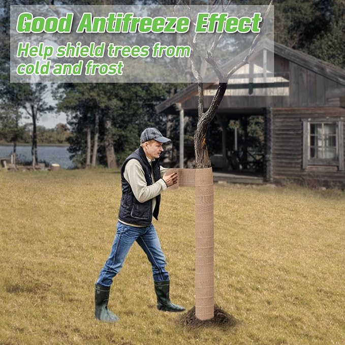 ANPHSIN 4 Rolls Natural Burlap Tree Wraps - 4.7in x 16.4ft Burlap Tree Protector Wraps, Burlap Rolls Trunk Guard for Gardening Tree, Antifreeze Plant Bandage to Keep Warm