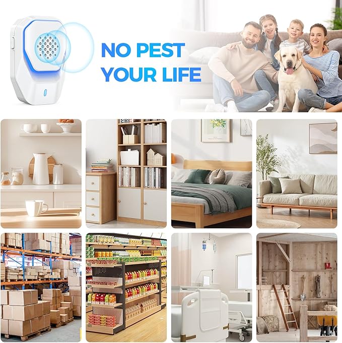 Upgraded 6 Packs Ultrasonic Pest Control Repeller, Electronic Spider Repellent Indoor for Insect Roaches Rodent Ant Bug Mosquito Mouse Repellent Plug in for House Kitchen Garage Warehouse