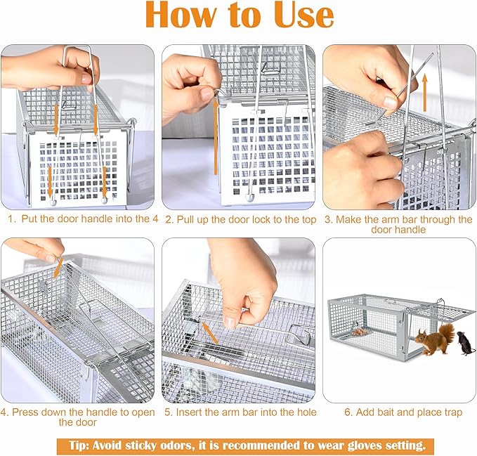 Humane Rat Trap, Chipmunk Rodent Trap That Work for Indoor and Outdoor Small Animal - Mouse Voles Hamsters Live Cage Catch and Release 1 Pack