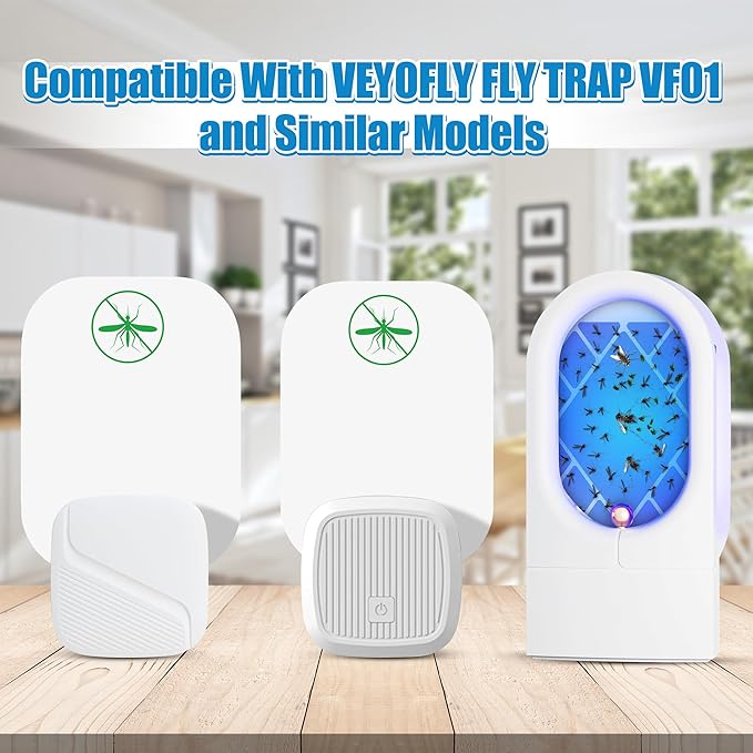 Qualirey 30 Pack Flying Insect Trap Refill Compatible with VEYOFLY Fly Trap VF01, Glue Board Bug Catcher, Replacement Sticky Glue Cards for Insect Bug Mosquito Gnat Fruit Fly Traps Indoors (Classic)