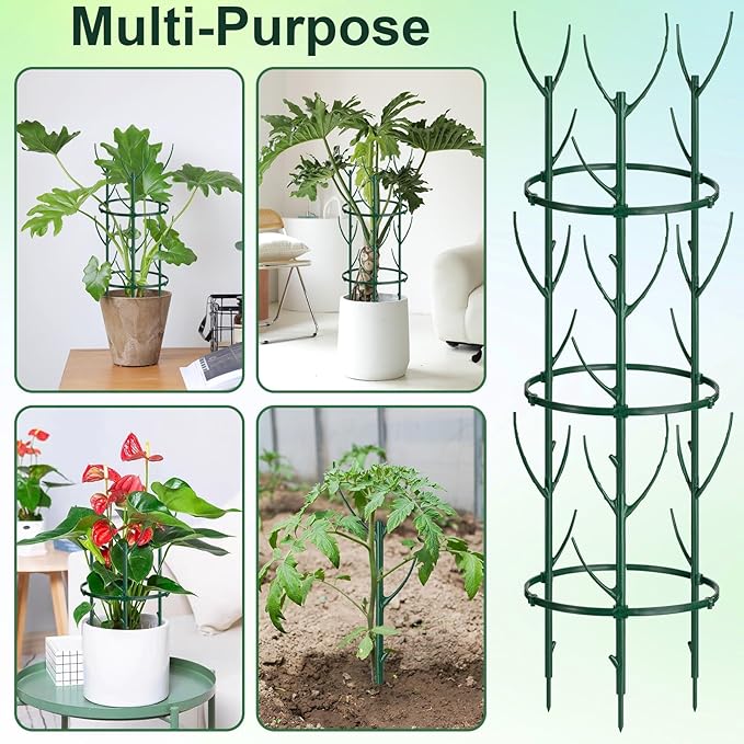 9 Pcs Plant Support Stakes & Plant Cage Support Rings, Plant Supports for Indoor Plants, Stackable Plant Holder Stick, Small Plants Potted Plants Flower Other Climbing Plants (6.4 "Wide X 11" High)