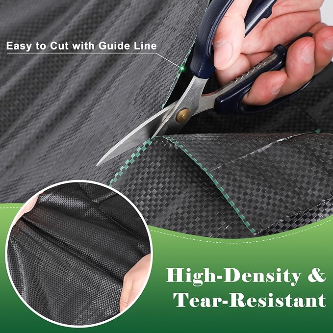 FEED GARDEN 4FT x 100FT Landscape Fabric Weed Barrier Fabric, Heavy Duty 3.2oz Ground Cover Geotextile Fabric for Gardening, with 30 U-Shaped Stakes (2 Pack 4x50FT)