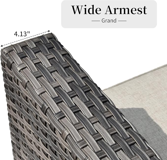 HOOOWOOO 8 Piece Patio Sectional Furniture Set with Fire Pit Table,Modern Wicker Outdoor Conversation Sofa Sets,Weather Resistant Modular L Shaped Outside Couch Set(Beige)