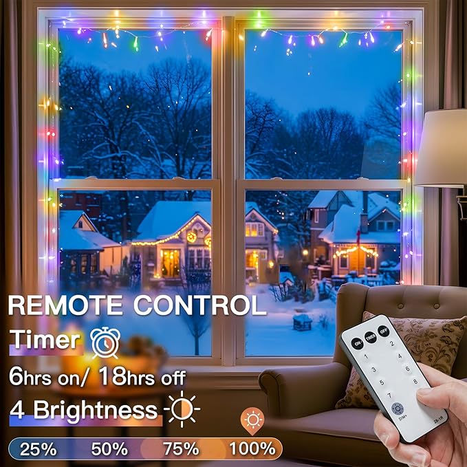 suddus Connectable Christmas Lights with Remote, Multicolor String Lights with Timer, 33ft 100 Led Fairy Lights Plug in for Xmas Tree, Bedroom, Yard, Garden, Party, Indoor, Outdoor Decorations