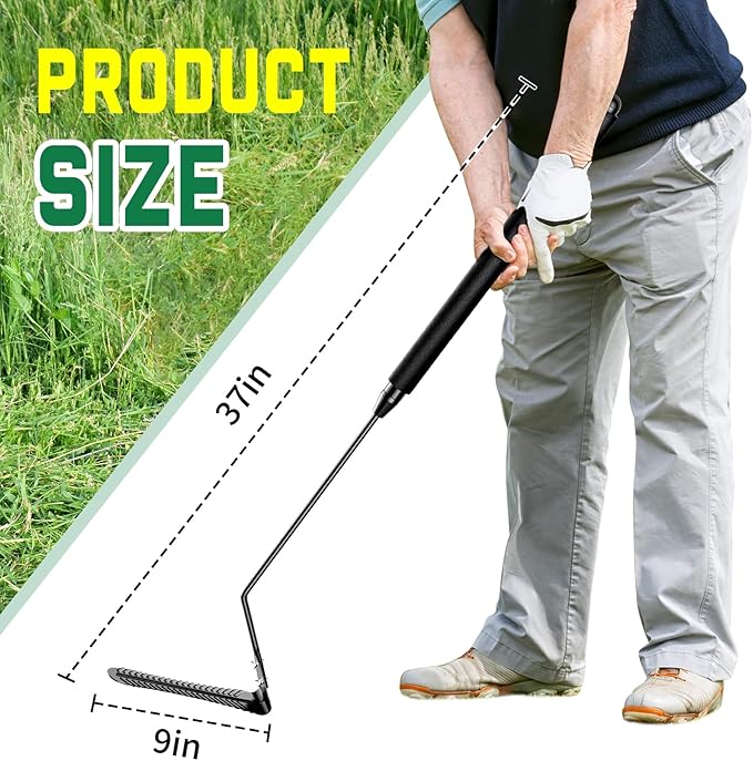 Buzzlett 37" Grass Whip with Double-Edged Serrated Blade, Grass Cutter Hand Tool, Manganese Steel Manual Weed Cutter, Sturdy and Durable, Cut Tall Grass and Overgrown Weeds