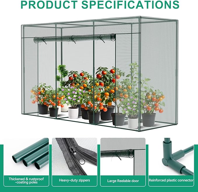 Crop Cages for Garden Plant, 9.8x3.3x6 Ft Plant Protection Netting Tent with Zippered Door, Raised Bed Cover, Garden Bed Cover with Frame, Wind-Resistant Plant Cages for Outdoor Plants