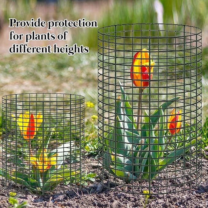 10 Pack Round Plant Protector from Animals, 12'' x 24'' and 12'' x12'' Metal Plant Cages to Keep Animals Out, Garden Protection Bunny Barricades, Wire Plant Protectors for Rabbits Chicken Duck