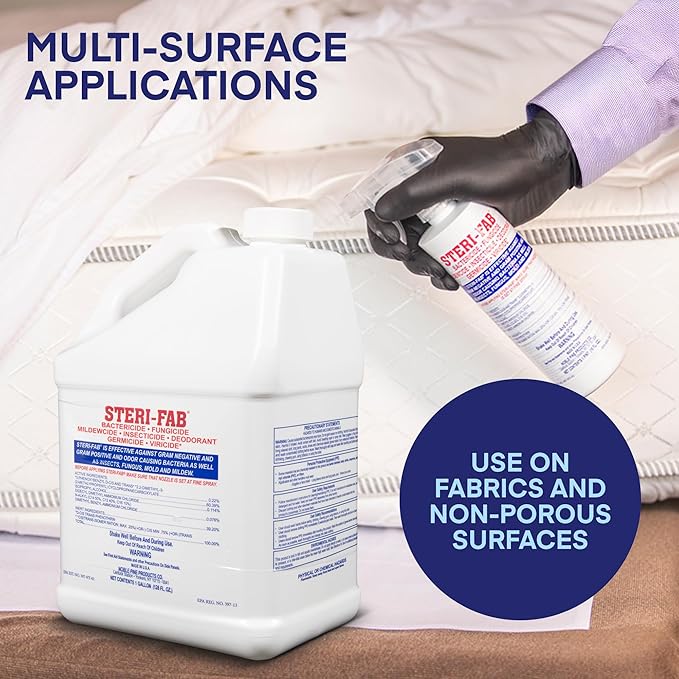 Steri-fab All-in-One Disinfectant & Insecticide Spray – Kills Bed Bugs, Fleas, Mites, Roaches, Viruses, Fungi, & Odors – Quick-Drying, Non-Residual, 1 Gallon Jug