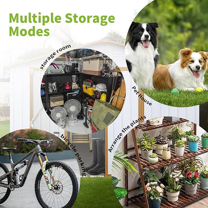 12x10FT Heavy-Duty Metal Storage Shed Heavy-Duty Steel Garden Shed, Secure Hinged Door, Weatherproof for Tools, Bikes & Lawn Equipment