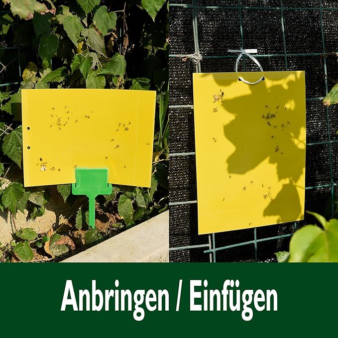 Garsum 20 Pack Gnat Sticky Traps for Indoor and Outdoor, Fruit Fly Paper Sheets Yellow Insect Killer for Flying,Whitefly, Aphids, Leafminers- 6x8 in, Twist Ties Included