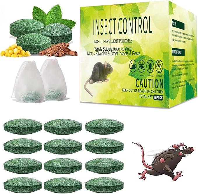 12 Pack Rodent Repellent Moth Balls–Peppermint Oil Spray for Rodents,Natural Mice Repellent Indoor,Safe for Family & Pets