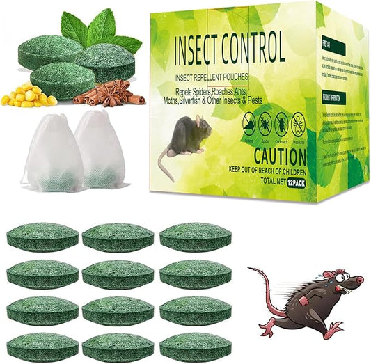12 Pack Rodent Repellent Moth Balls–Peppermint Oil Spray for Rodents,Natural Mice Repellent Indoor,Safe for Family & Pets