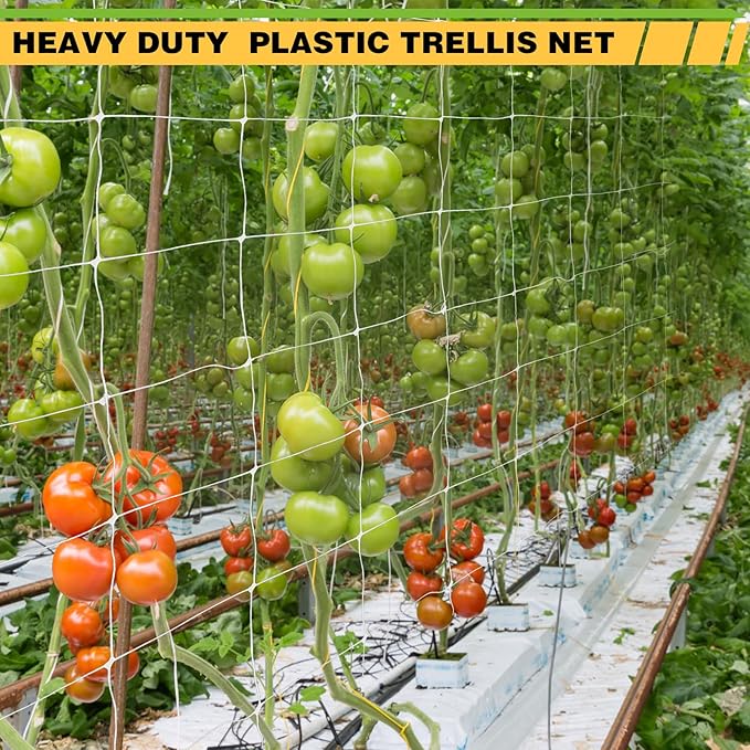 Trellis Netting Roll 4ft x 3280ft, Heavy Duty Plastic Trellis Net, 6” x 6” Squares Mesh Climbing Plants Support Netting, High-Intensity Garden Net for Vegetables, and Vines