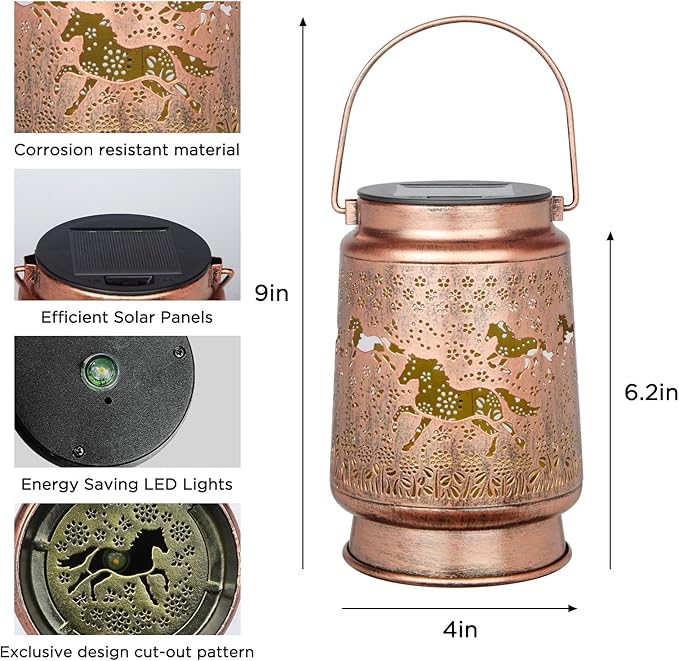 Horse Lover Solar Light Gift for Mom/Grandma/Women/Sister - Waterproof LED Mason Jar Hanging Lamp for Mother's Day - Outdoor Lantern Decor for Garden, Yard, Patio