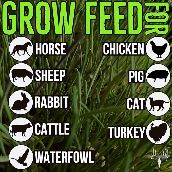 Mother Fodder Blend, 12LB EcoPack, Grain Seeds for Bird Food & Growing Fresh Green Grass Sprouts to Feed Pet Rabbits, Cows, Horse, Chicken, Goat, Sheep, Quail, Dog, Cat, Duck & Tortoise
