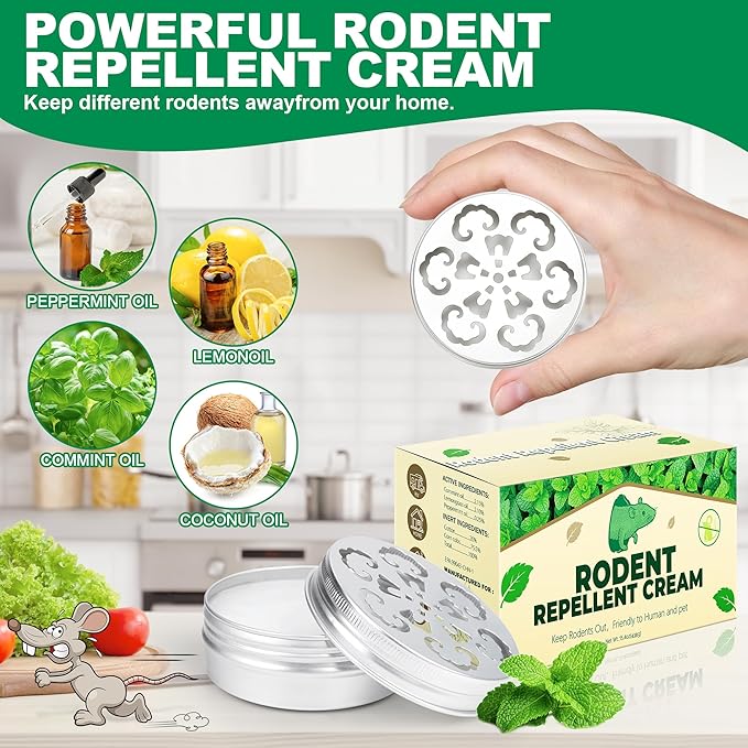 Rodent Repellent for Car Engines - Peppermint Oil for Mice Repellent, Mouse Repellent for Cars, Rodent Repellent Outdoor, Keeping Rodents Out of House Garages, Human Pet Dog Plant Safe -4 Pack