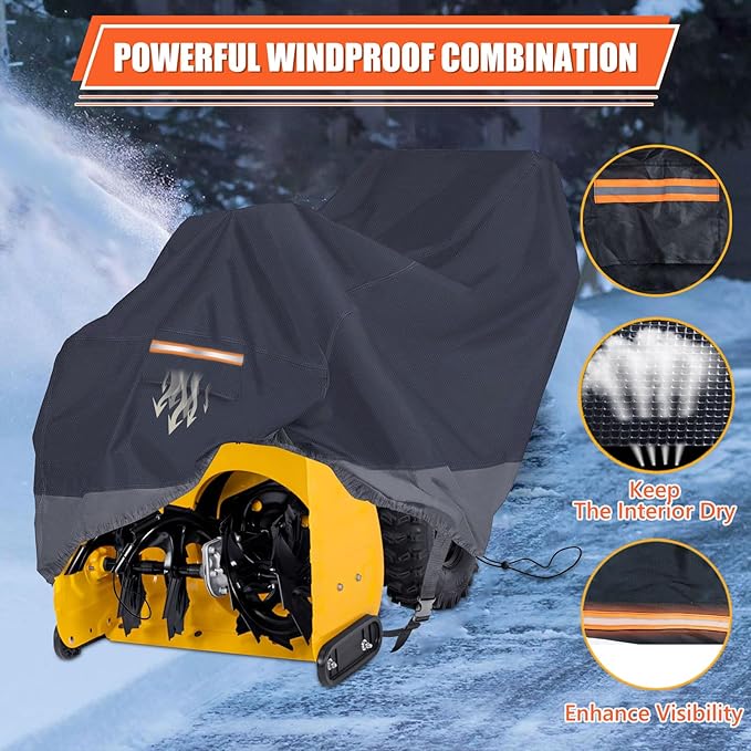 HOMEYA Snow Blower Cover, Waterproof Heavy Duty, 900D Oxford Fabric, Universal Fit for 1-Stage/2-Stage Snow Throwers, Durable, Windproof, Sunproof