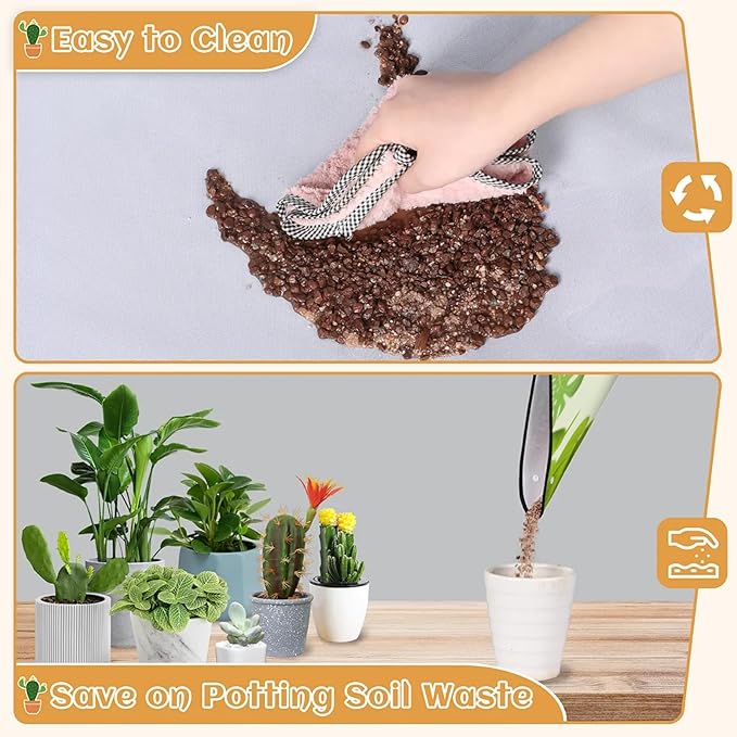 Palm Leaves Foldable Garden Hand Transplanting Succulent Tools,Waterproof Thickened Repotting Mat Plant Tag, Miniature Planting Indoor Fairy Care,Potting,Cactus,Houseplant Bonsai Tool Kit Gift