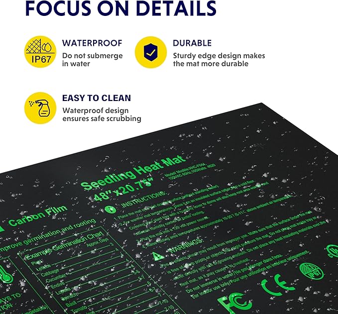 iPower 48" x 20.75" Seeding Heat Mat with Temperature Adjustable Knob and Digital Thermometer, Durable Warm Hydroponic Plant Germination Starting Pad