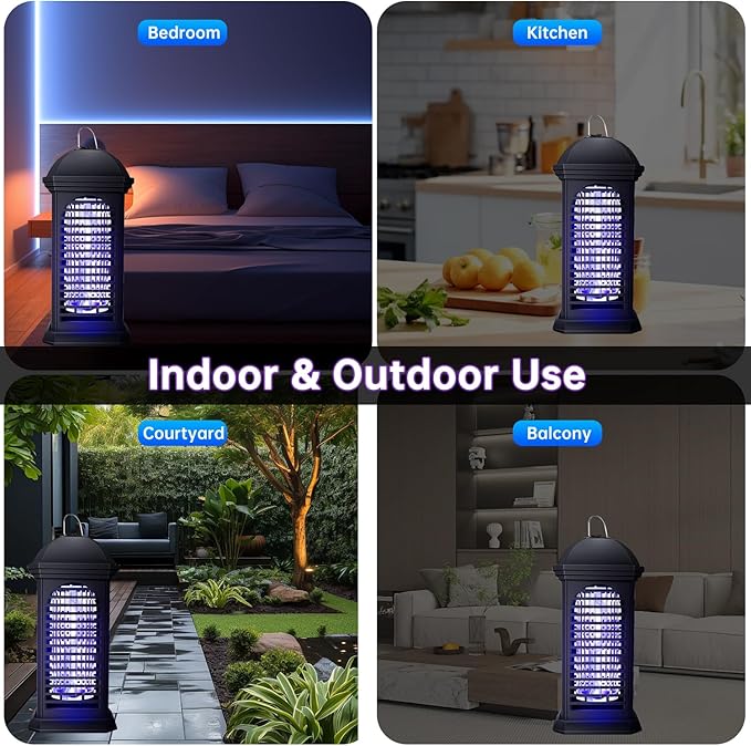 Bug Zapper,1800V 11W UV Insect Pest Fly Killer, IPX4 Waterproof Electric Fly Zapper for Indoor/Outdoor Use, Mosquito Killer for Home and Garden, Black