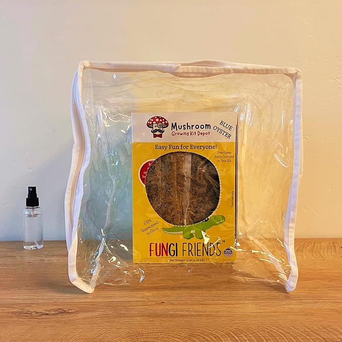 1 Humidity Tent Bundle + 1 FUNGI FRIENDS Blue Oyster Mushroom Grow Kit (5 lbs) | Mushasaurus | Beginner-Friendly & Easy to Use | Handmade in USA