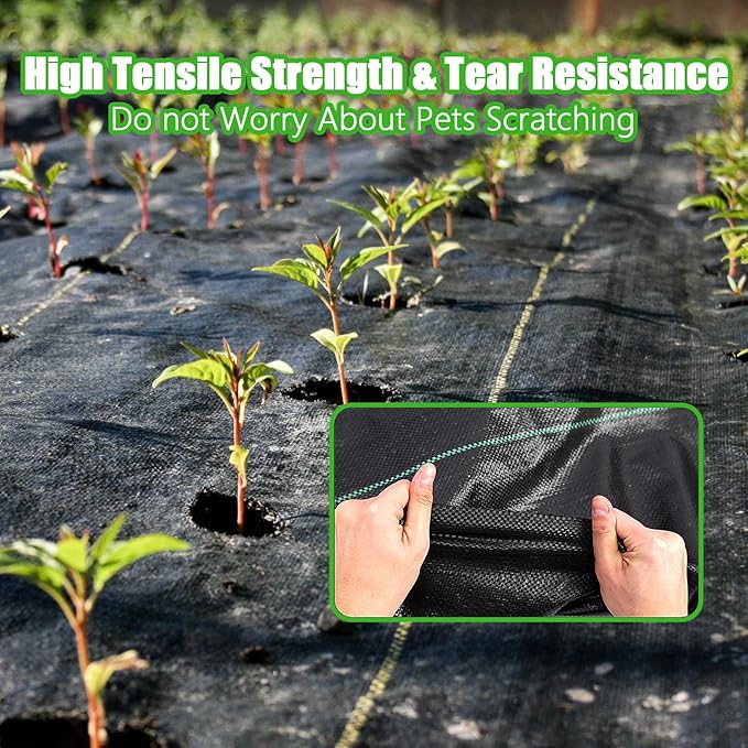 4FT x 100FT Weed Barrier Landscape Fabric Heavy Duty, Thicken Garden Fabric Weed Mats, Weed Control Garden Cloth, Woven Geotextile Fabric for Garden Beds, Underlayment, Commercial Driveway