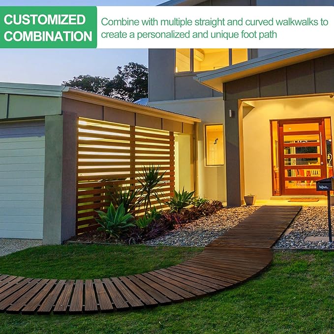 RELIANCER 8' Wooden Garden Pathway,Outdoor Roll Out Cedar Straight Walkway,Patio Path Decorative Garden Boardwalk Walkways,Weather-Resistant Roll Up Beach Wood Road Floor,Wedding Party Pathways