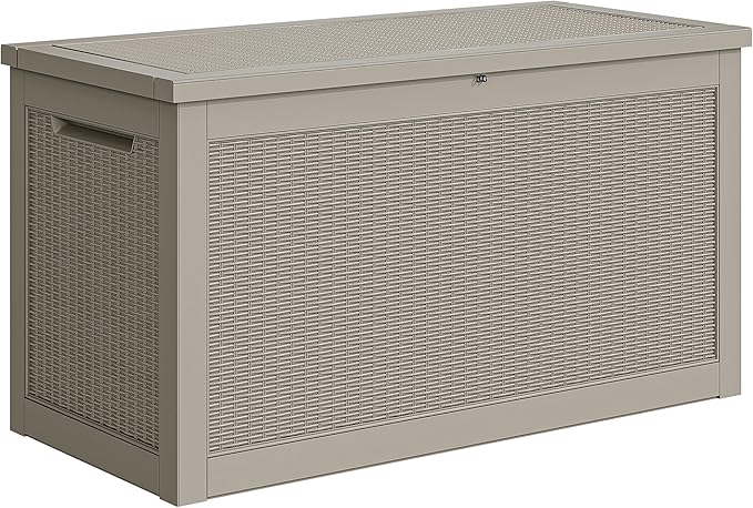 YITAHOME 260 Gallon XXL Large Deck Box, Outdoor Resin Storage Box, Lockable Storage Container for Patio Cushions, Furniture, Garden Tools, Water Resistant (Brown)