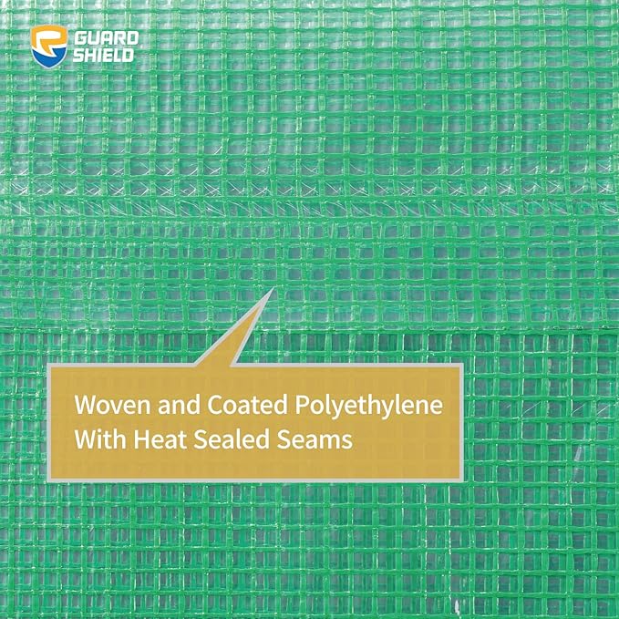 GUARD SHIELD Clear Green Tarp Heavy Duty 20x20 Feet Waterproof for Greenhouse Outdoor Garden Poly Cover UV Resistant 3x3 Weave 10mil (2-Pack)
