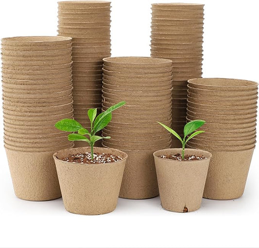120 Packs 3.15 Inch + 4 Inch Peat Pots, Biodegradable Pots for Seedlings with Drainage Holes, Herb Seed Starter