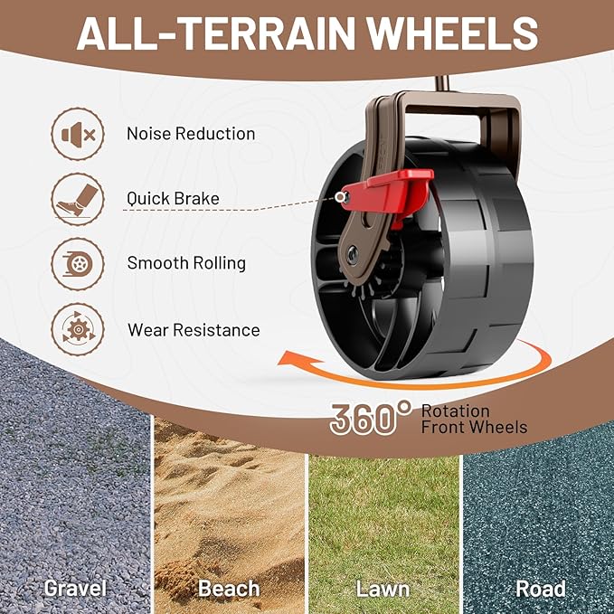 TIMBER RIDGE 400L Large Capacity Folding Double Decker Wagon with Brakes, 54" Extra Long Extender Wagon Cart, 450lbs Heavy Duty Collapsible Cart, All-Terrain Big Wheels for Camping, Sports, Shopping