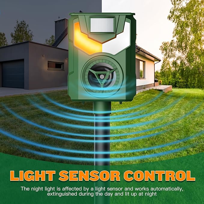 2 Pack of X-PEST Solar-Powered Ultrasonic Animal Repellent for Outdoor Yard, Waterproof Cat Deterrent with LED Flashing Lights and Motion Sensor,Effective to Repel Cats, Coyotes, Raccoons, and Deer