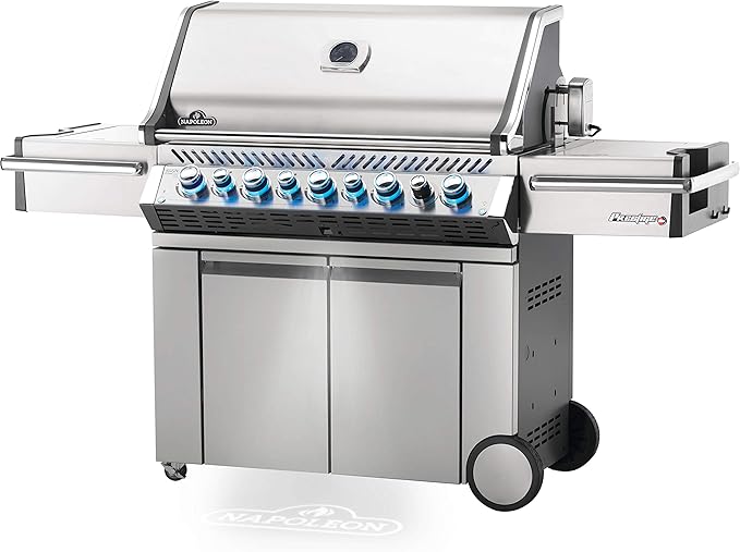 Napoleon PRO665RSIBPSS-3 Prestige PRO 665 RSIB Propane Gas Grill, sq.in. + Infrared Side and Rear Burners, Stainless Steel