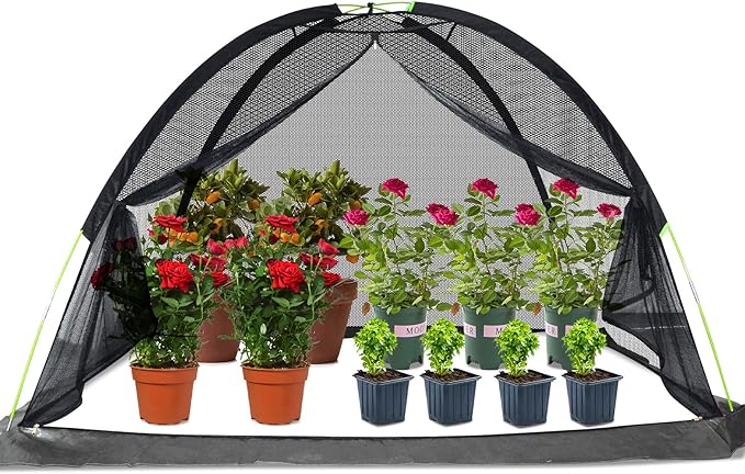 Plant Cover Crop Cage: Breathable Mesh Netting with Zipper Access UV-Proof 7x5x4.4FT for Vegetable Beds & Berry Bushes