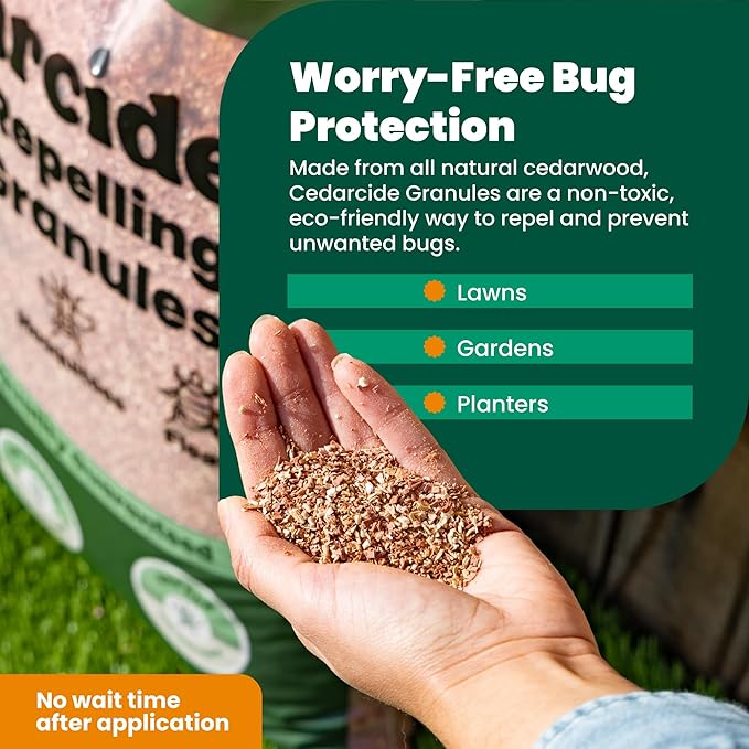 Cedarcide Lawn, Home & Garden Cedar Granules | Repels Fleas, Ticks, Ants & Mosquitoes | Smells Great, Easy to Use | Family & Pet Safe | 2 Bags (16 Lbs)