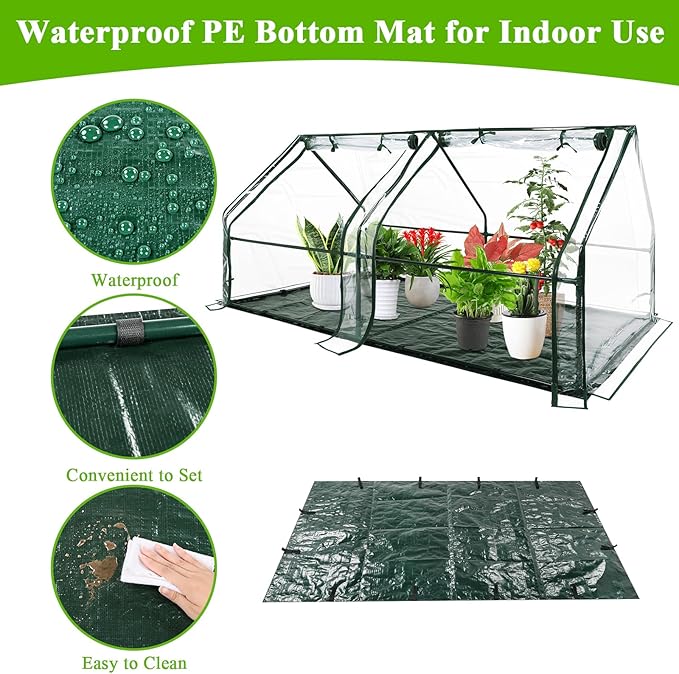 U'Artlines Portable Mini Greenhouse 9x3x3 Ft Small Greenhouse for Outdoors with Waterproof Pad, Little Green Houses Plant Cover Tent for Outside Garden Small Plants, Clear PVC