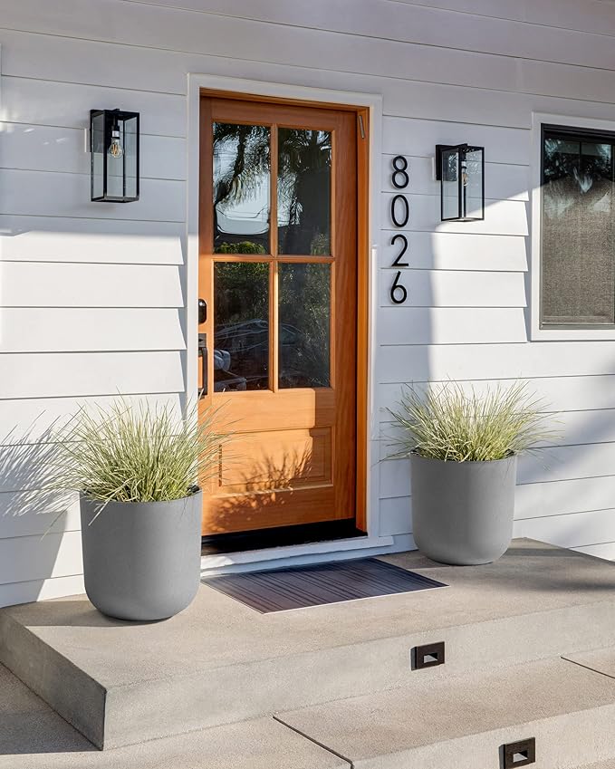 Veradek Mason Series Lima Planter - Round Planter for Indoor or Outdoor Porch/Garden | Made from Plastic-Stone Composite with Drainage Holes | Modern Décor for Succulents, Flowers, Small Plants